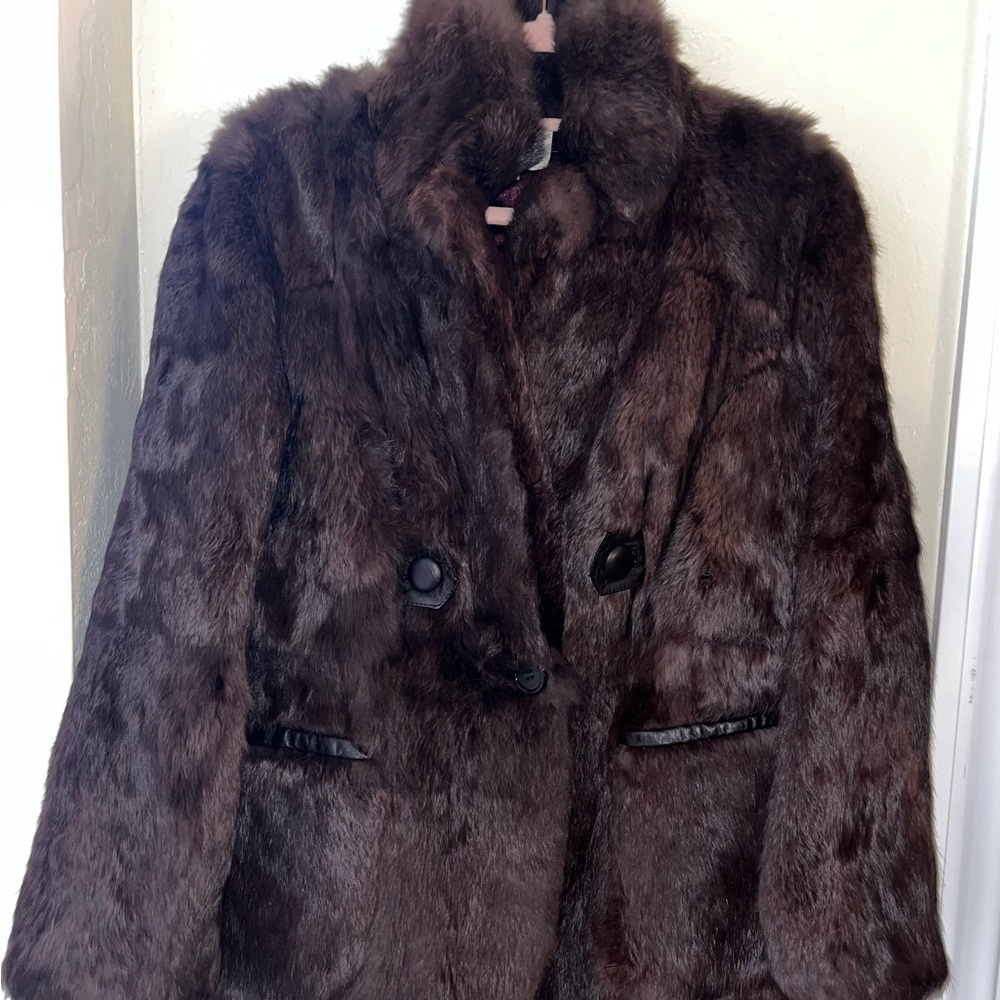 Women's Dark Brown Faux Fur Double-Breasted Coat